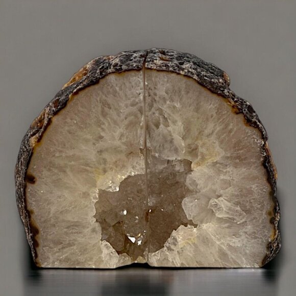 Crystal bookends, Agate Stone with Geode Center, Natural Bookshelf Decor (DB) - Picture 4 of 14